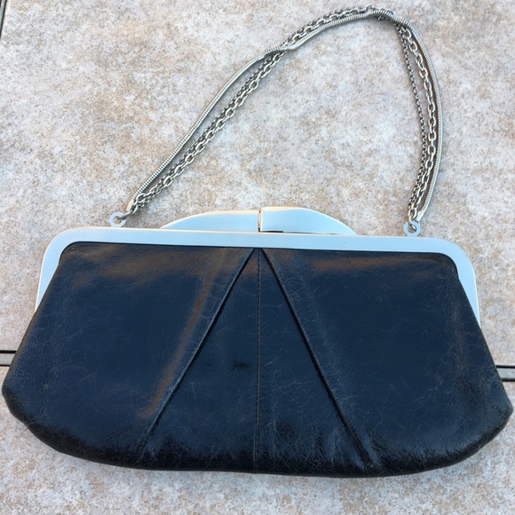 Hobo black clasp chain clutch